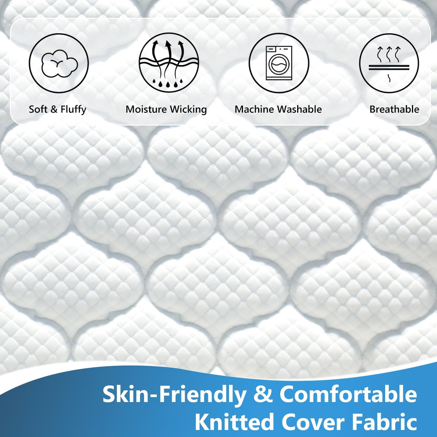 FDW 6 Inch King Mattress,Hybrid Mattress Memory Foam & Innerspring, Premium Foam Mattress,Pressure Relief,CertiPUR-US Certified,Medium Firm,White - Image 4