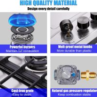 Hothit Propane Gas Cooktop 30" Inch, 5 Burner Built-in Stainless Steel Gas Stove Top, LPG/NG Dual Fuel Auto Ignition Gas Hob, Include Gas Pressure Regulator(L30"×W20")… - Image 4
