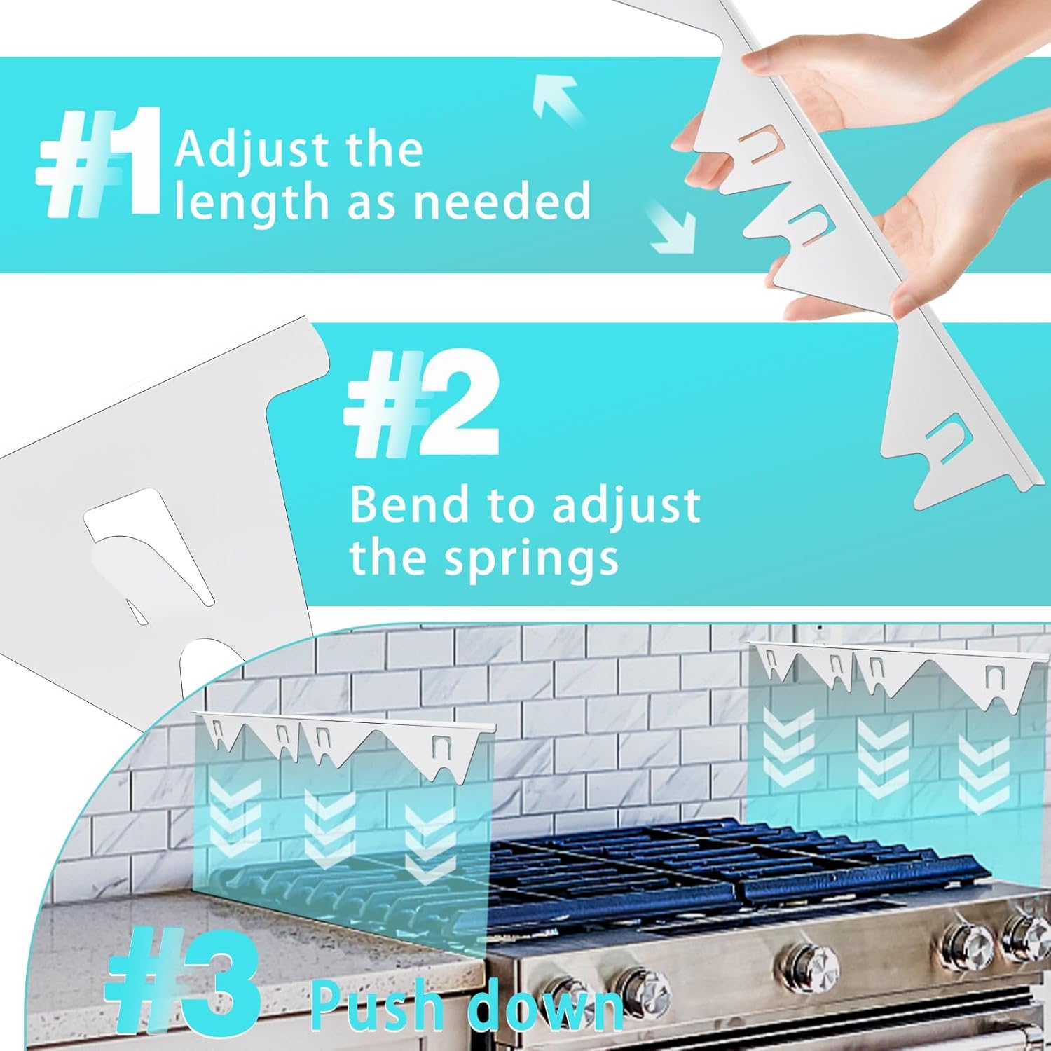 Stove Gap Covers Stainless Steel, 2 Pack Stove Gap Filler Easy Retractable Length 13.8" to 27.5", Width 0.79" ALMCALS Stove Gap Guards Range Trim Kit, Heat Resistant Guard Between Stove Top & Counter - Image 4