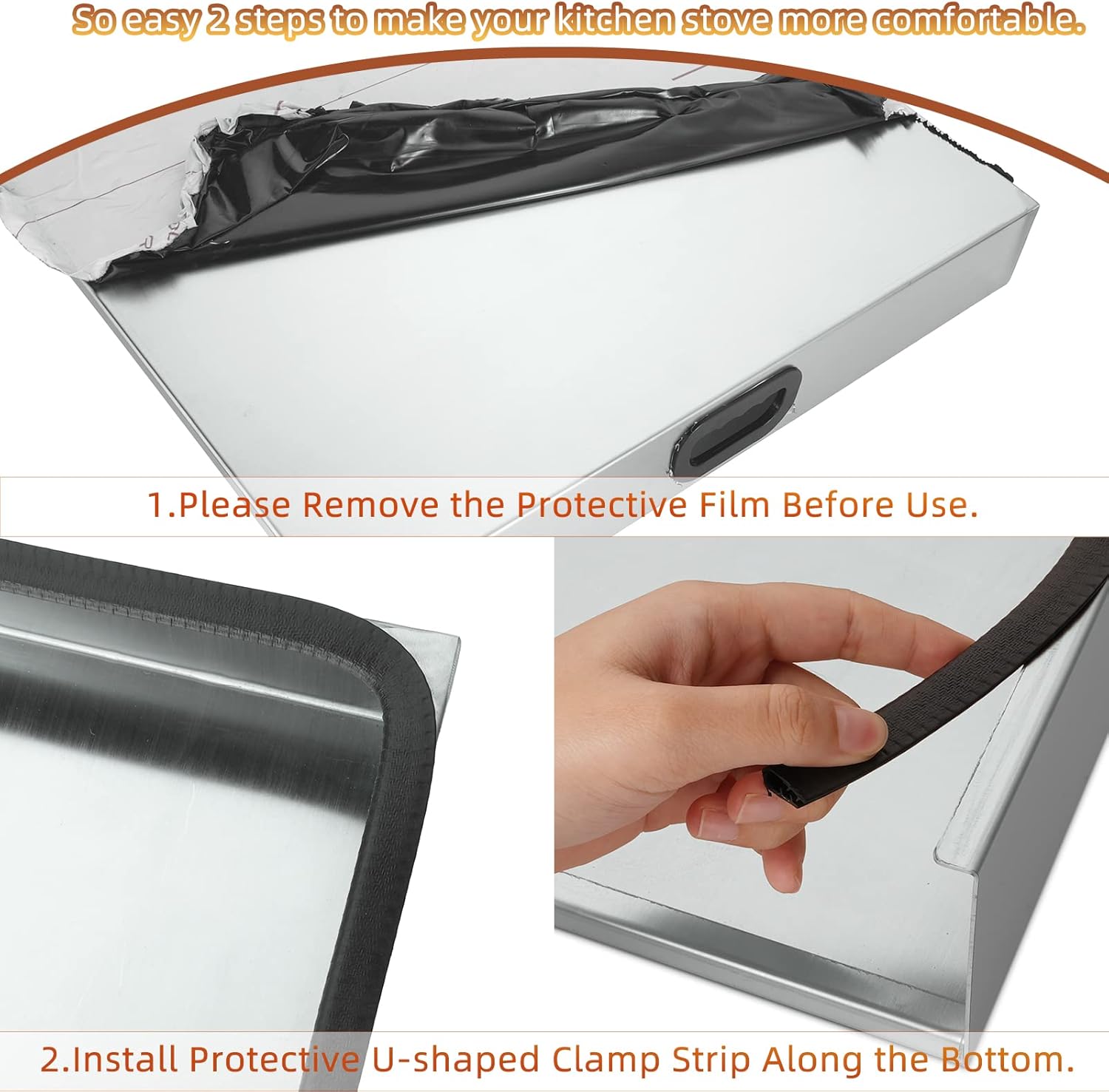 Stainless Steel Gas Stove Top Cover, Noodle Board Cooktop Cover, Kitchen Organizer for Gas and Electric Stove Range Expanding Kitchen Space, Large Size 36"x 23.6"x3", Sliver - Image 3