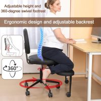 Cross Legged Office Chair with Wheels – Meditation Office Chair for Adults with Lumbar Support – Adjustable Height Criss Cross ADHD Desk Chair – Ergonomic Kneeling Yoga Chair for Home Office (Black-A) - Image 4