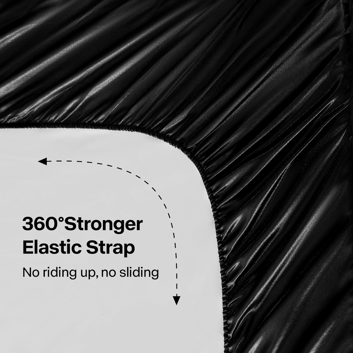 BEDELITE Satin Sheets Queen Size Bed Set, Luxury Soft Black Silky Sheets for Hair and Skin, Similar to Silk Bed Sheets Set 4 Pieces with 1 Deep Pocket Fitted Sheet, 1 Flat Sheet, and 2 Pillowcases - Image 5