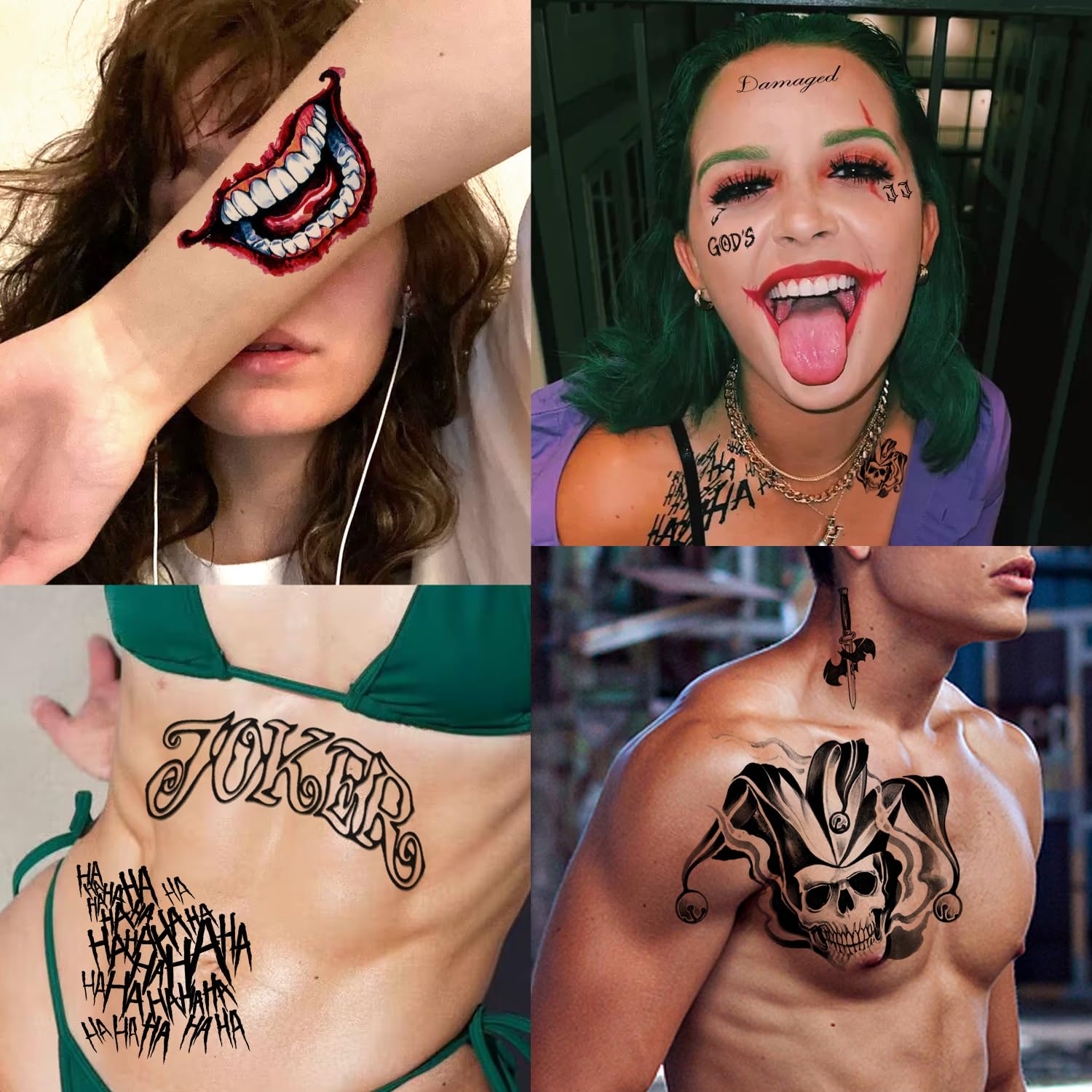 Joker Tattoos Set Halloween Temporary Tattoos Sticker For Joker Costumes Cosplay Masquerade Party Makeup Accessories - Image 3
