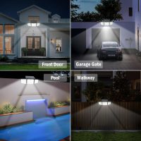 2500LM Solar Lights Outdoor with Motion Sensor,3 Head 270° Wide Angle Street Area Lights,IP65 Waterproof Security Lighting with 3 Modes(Non-Remote,4 Pcs) - Image 8