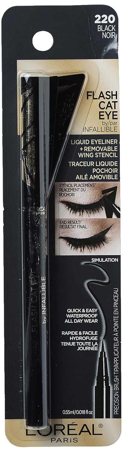 L'Oreal Paris Makeup Infallible Flash Cat Eye Waterproof Liquid Eyeliner, Black, 0.44 oz. - Image 2