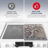 Stove Top Cover 28 x 20 inches Silver Tree of Life Stove Top Covers Pad Glass Flat Top Stove Mat for Kitchen Counter Fit Under Coffee Maker Pot Water Absorbent Mat Diatomite - Image 7