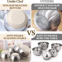 Umite Chef Mixing Bowls with Airtight Lids Set, 8PCS Stainless Steel Khaki Nesting Bowls with Grater Attachments, Kitchen Bowls with Non-Slip Bottoms, Size 5, 4, 3.5, 2, 1.5QT for Mixing & Serving - Image 4