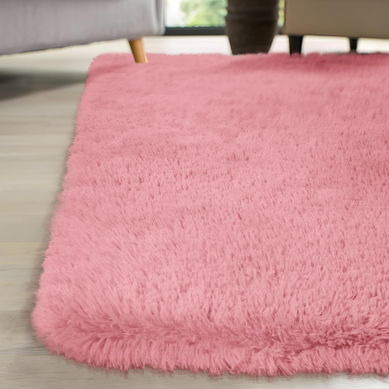 FVVRAX 4x6 ft Ultra Soft Shag Area Rug - Plush Fluffy Non-Shedding Carpet for Bedroom & Living Room, Modern Home Decor Bedside Rug for Kids Nursery Dorms, Easy Clean, Pink - Image 4