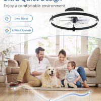 ZMISHIBO Ceiling Fans with Lights and Remote, 19.7'' Low Profile Ceiling Fan, 3000-6000K Dimmable Modern Flush Mount LED Fan Light, 6 Wind Speeds, Black Fandelier Ceiling Fans for Bedroom - Image 3