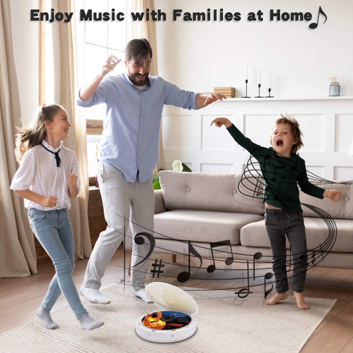 Lukasa Portable Bluetooth CD Player Built-in Speaker Stereo, Personal MP3 Players Rechargeable Compact Car Disc CD Music Player USB Play Anti-Shock Protection - Image 7