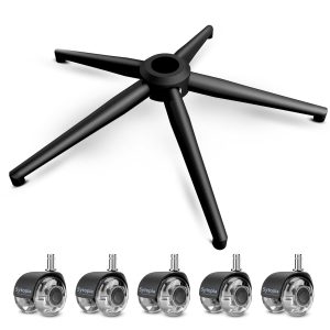 Sytopia 24''(60cm) Criss Cross Home Office Swivel Chair Base Replacement with Rubber Casters, Heavy Duty Desk Chair Reinforced Metal Leg, Universal Caster and Gas Cylinder Size, Matte Black
