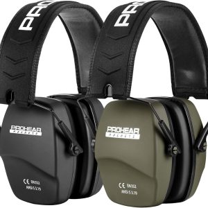 PROHEAR 016 Shooting Ear Protection Earmuffs 2 Pack, NRR 26dB for Gun Range, Hunting -Black and Green