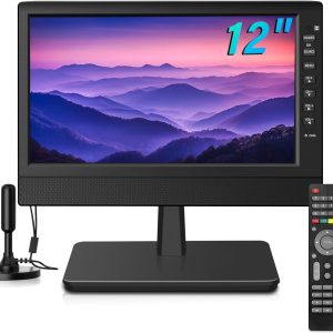 Feihe 12-Inch Portable Small TV with HD Display, HDMI and USB Ports | Built-in Digital Tuner and Compact Design for Home, Kitchen, RV, and Travel Use
