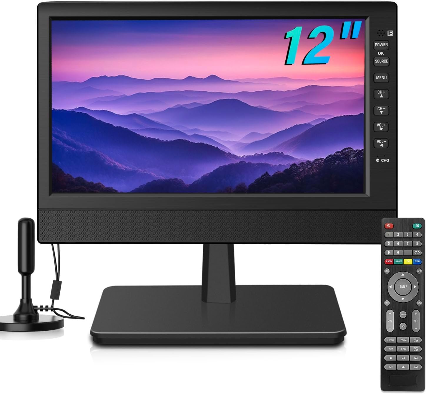 Feihe 12-Inch Portable Small TV with HD Display, HDMI and USB Ports | Built-in Digital Tuner and Compact Design for Home, Kitchen, RV, and Travel Use