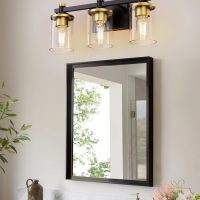 L LOHAS LED 3 Light Bathroom Vanity Light, Black and Gold Bathroom Light Fixture Over Mirror, Modern Lighting Fixtures with Clear Glass Shade, Vintage Vanity Lights for Bathroom Mirror Hallway, ETL - Image 7