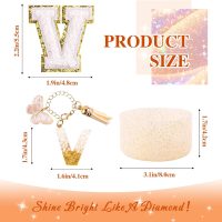 White Cup Accessories Set for Stanley 30OZ & 40OZ Tumbler with Handle, Letter Charms, Bow & Diamond Straw Covers, Glitter Silicone Boot, Personalized Sticker for Stanley Cup Accessories (V) - Image 2
