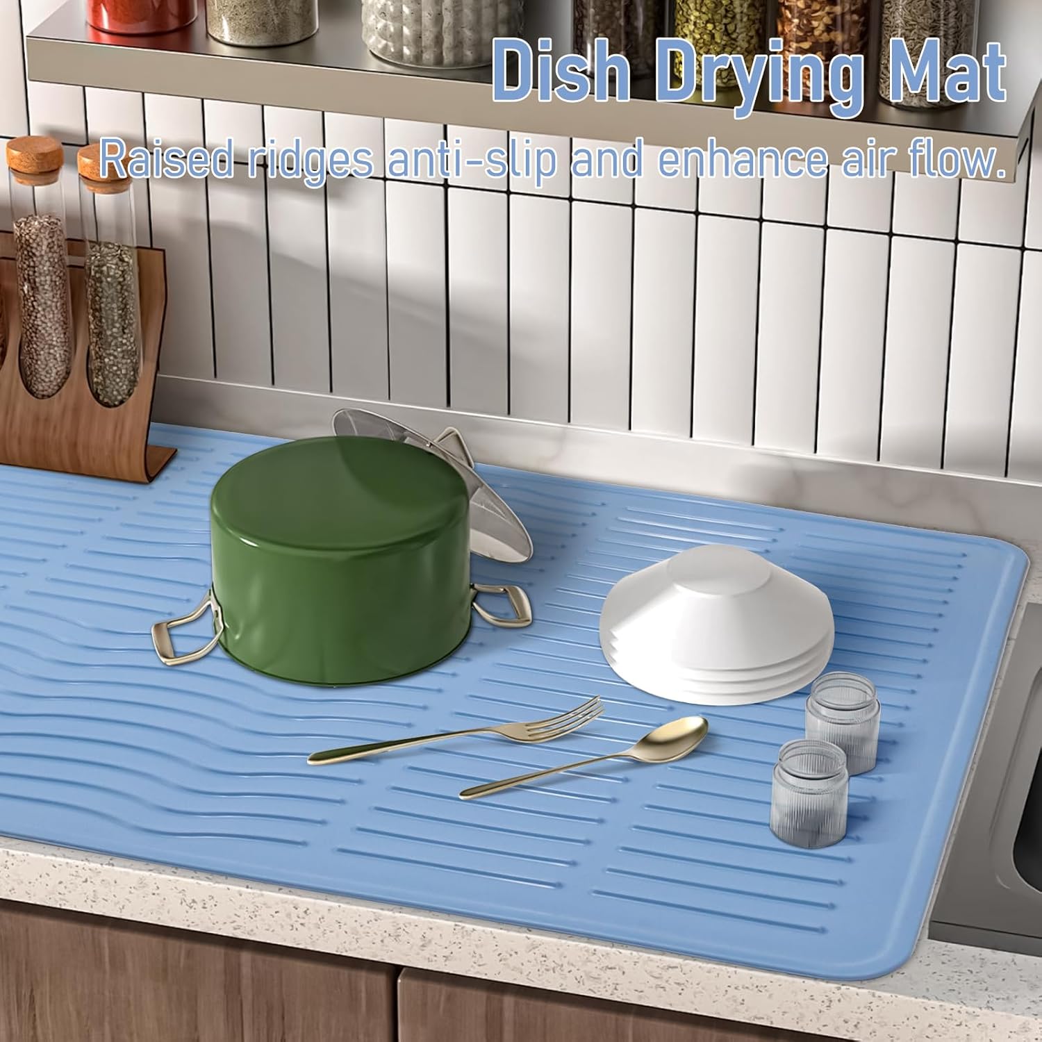 Stove Top Cover 28 x 20 Inches Silicone Stove Top Covers for Electric Stove Heat Resistant Stove Mat for Oven Glass Top Stove Kitchen Range Cooktop Stovetop Large Countertop Drying Mats Maze Blue - Image 7