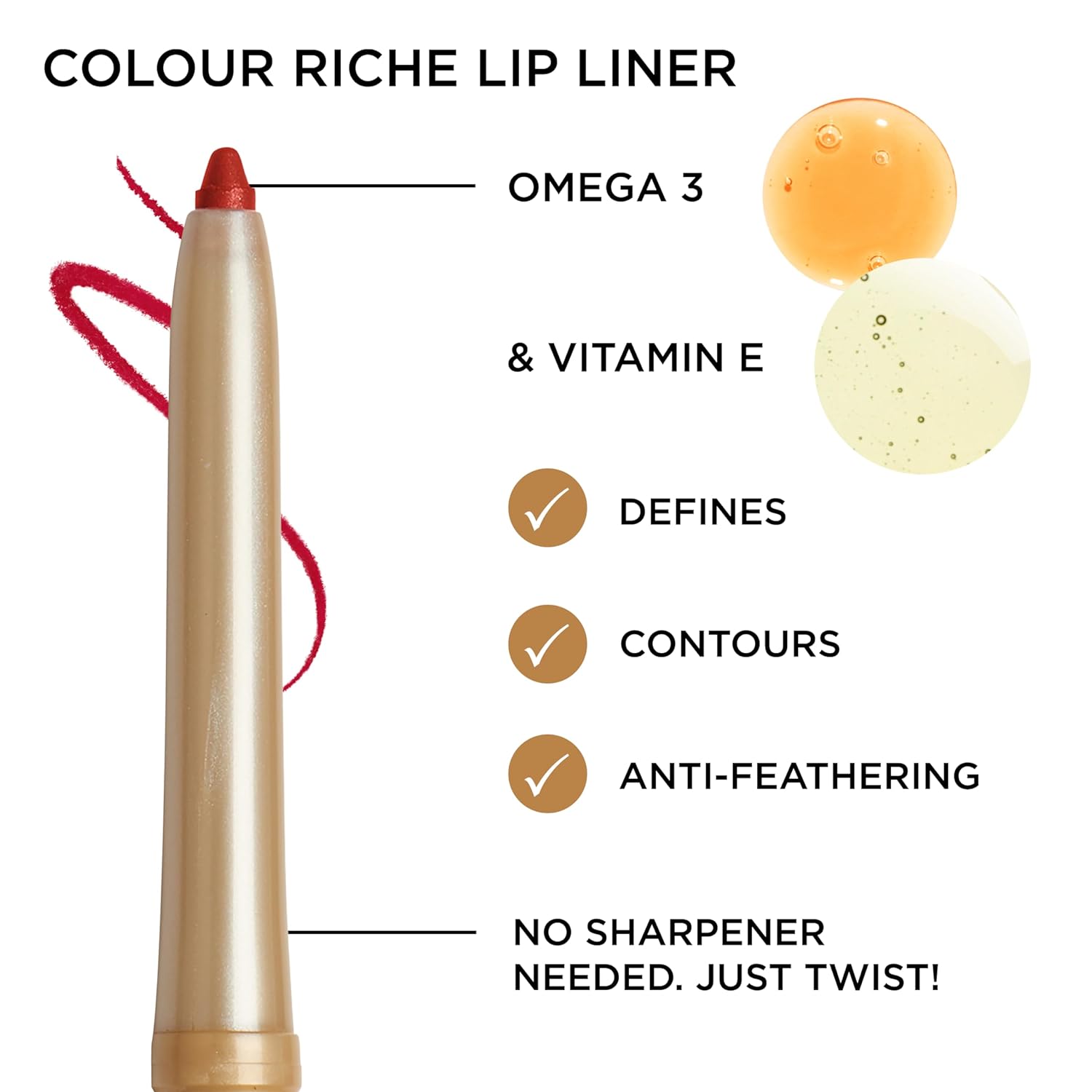 L'Oreal Paris Colour Riche Lip Liner Pencil, Creamy Lip Liner with Omega 3 and Vitamin E, 601 Worth It (Pinky Nude) - Image 4
