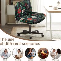 Levoberg Armless Criss Cross Office Desk Chair Cover Slipcovers Printed Vanity Desk Chair Covers Armless Cross Legged Wide Chair Covers Accent Mid Back Wide Swivel Task Chair Protector #16 - Image 2