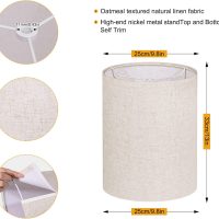 Tall Lamp Shades Set of 2, 10" Top X 10" Bottom X 13" High Large Drum Lampshades for Table Lamps Floor Lamp, Beige Line Fabric Lamp Shades, Easy Assembly Replacement Lampshades - Image 4