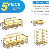 EUDELE 5-Pack Rustproof Stainless Steel Shower Caddy – No Drill Adhesive Bathroom Organizer with Large Capacity, Spacious Shower Shelves for Inside Shower, Kitchen & Home Decor Storage-XL Size - Image 7