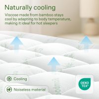 Ultra Soft Queen Size Mattress Topper - Viscose Made from Bamboo Pillow Top Mattress Pad for Back Pain Relief - Naturally Cooling for Hot Sleepers, Green - Image 3