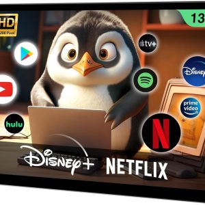 13.1-inch Android 13 Multi-Functional Car TV Headrest Monitor for Back Seat, Full High Definition QLED Touch Screen Video Player, Support WiFi/Bluetooth/Mobile Mirror Link/HDMI/USB/RCA