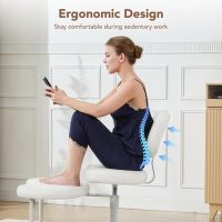 Ergonomic Cross Legged Chair with Wheels,360° Swivel Meditation Chair,ADHD Chair, Criss Cross Desk Chair with Lumbar Support and Adjustable Stool, Flexible Design for Fidgety Sitters, Ivory - Image 7