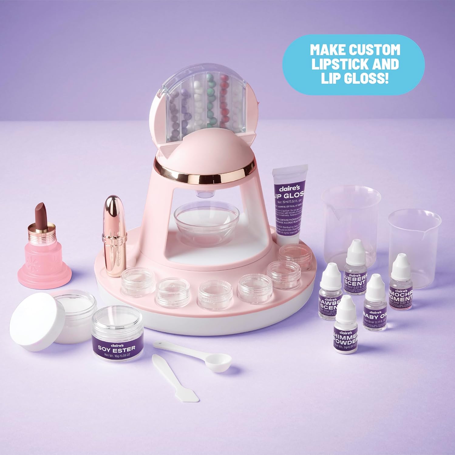 Claire's DIY Lipstick & Lip Gloss Making Kit – 97-Piece Makeup Craft Kit| Kids Arts & Crafts Activity Set| Handmade Moisterizing Lip Glaze| Beauty & Cosmetic Products| Girls Science Toy Gift| Ages 8+ - Image 6