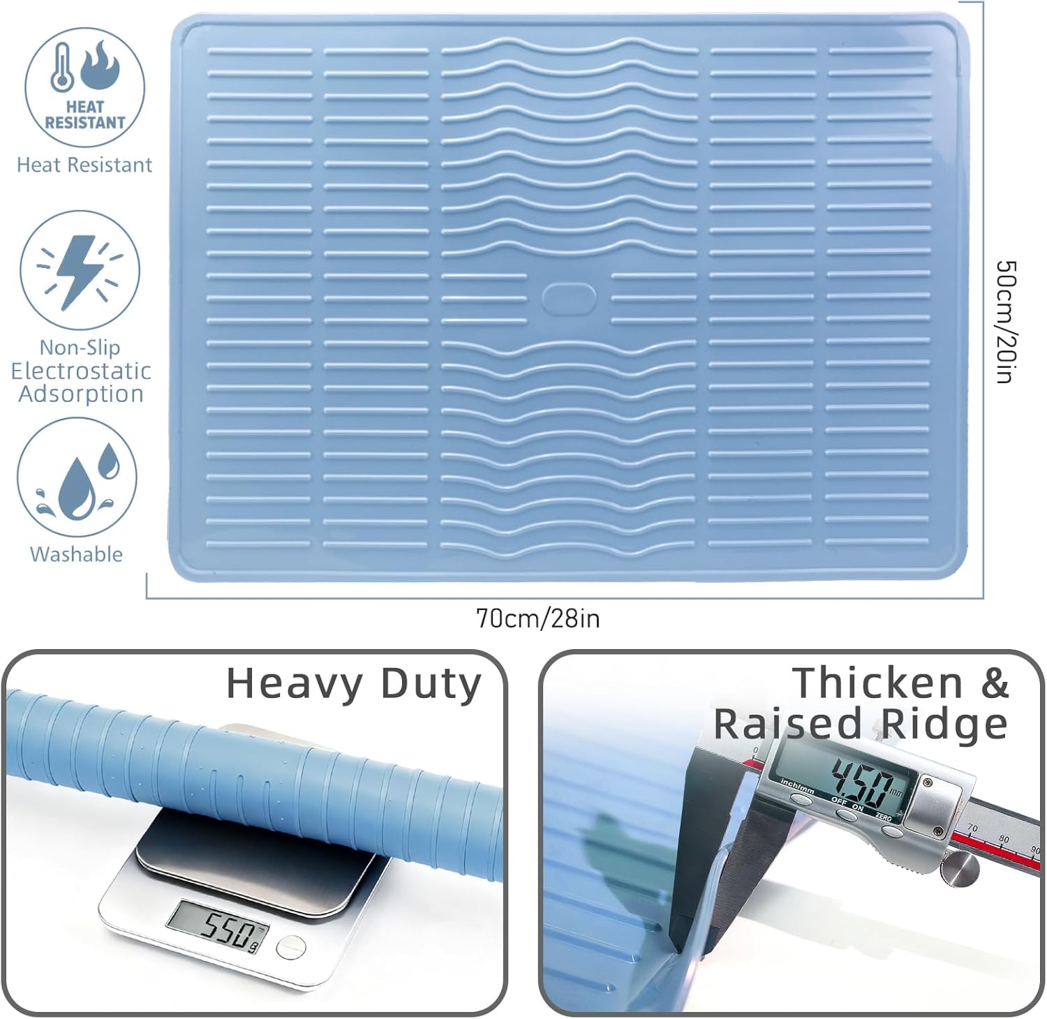 Stove Top Cover 28 x 20 Inches Silicone Stove Top Covers for Electric Stove Heat Resistant Stove Mat for Oven Glass Top Stove Kitchen Range Cooktop Stovetop Large Countertop Drying Mats Maze Blue - Image 2