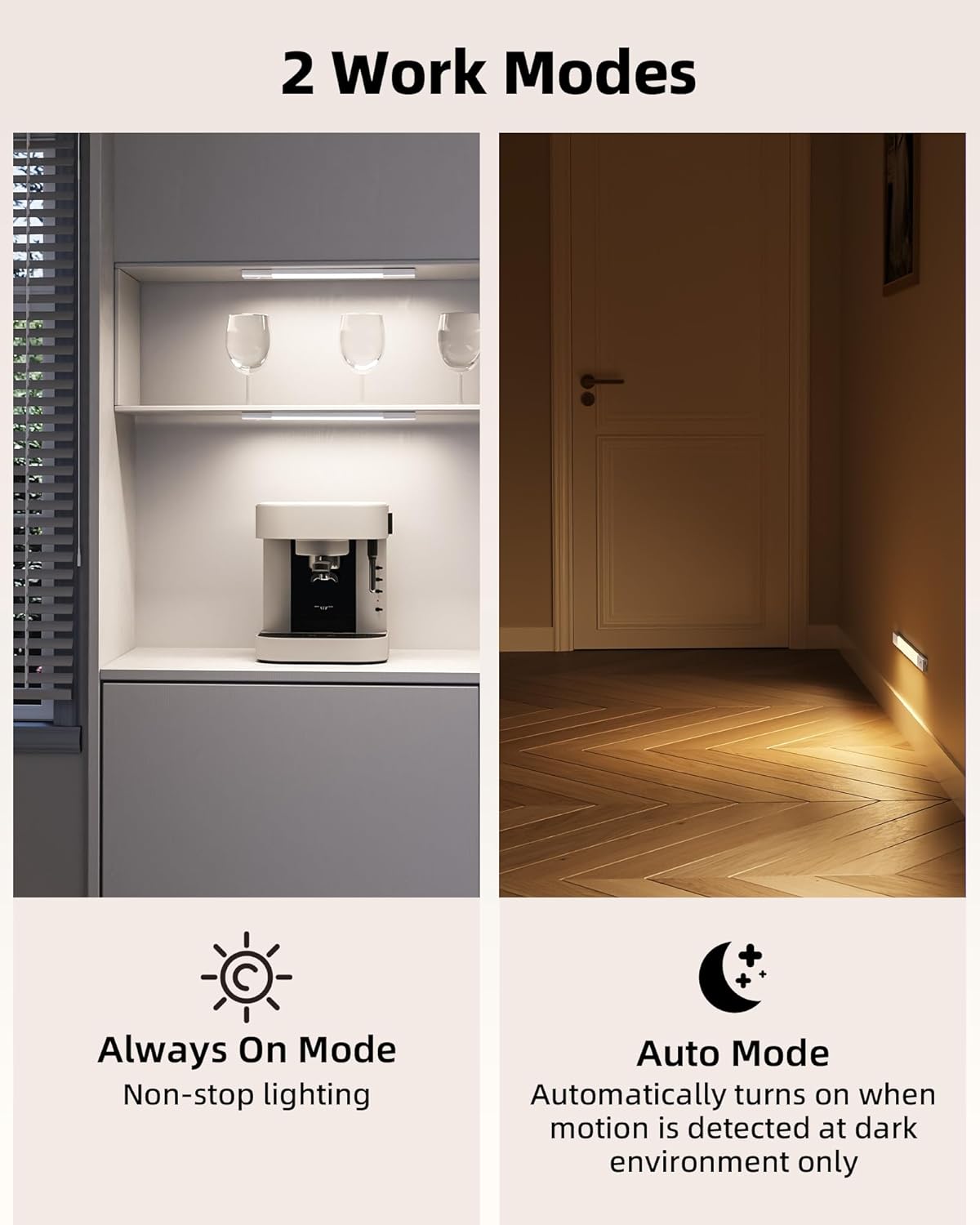 EZVALO Under Cabinet Lighting, Wireless Closet Lights, 50 LED Rechargeable Motion Sensor Light, Dimmable, 3 Color Temperatures, 11.8 inch Counter lights for Kitchen, Pantry, Bedroom, Wardrobe (3 Pack) - Image 8