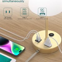 Bedside Table Lamp for Bedroom, 3-Way Dimmable Lamp with AC Outlet and USB C Charging Ports(PD 20W), Lamps with Shade for Night Stands, Living Room, Desk, and Home Office - Image 3
