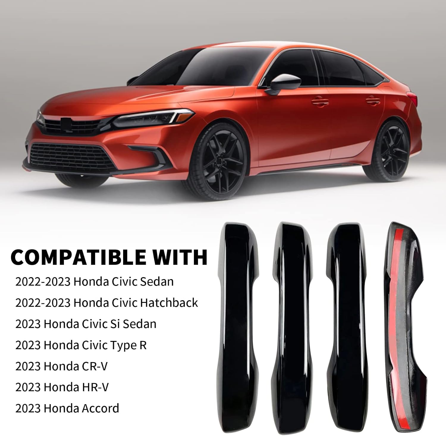 Door Handle Covers Trim Compatible with 11th Gen Civic Accessories, for Honda Civic 2022 2023 2024 2025, Accord/CR-V/HR-V 2023 2024 2025 with Smart Auto Lock - Glossy Black Car Decoration - Image 3