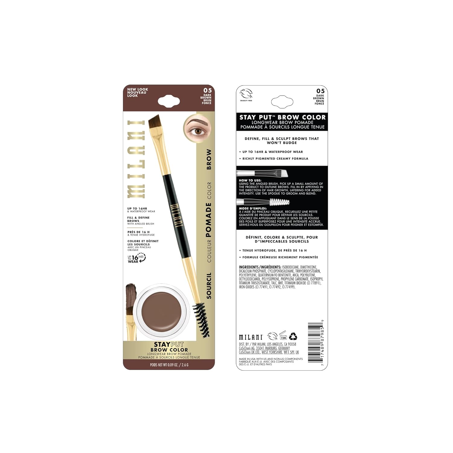 Milani Stay Put Brow Color - Dark Brown (0.09 Ounce) Vegan, Cruelty-Free Eyebrow Color that Fills and Shapes Brows… - Image 2