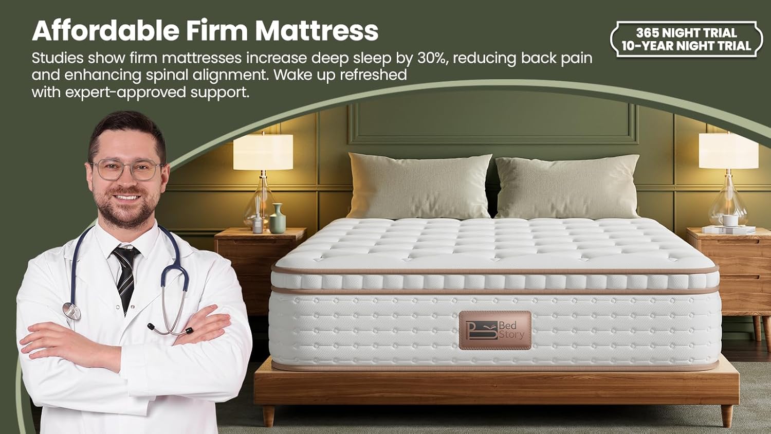 BedStory Full Size Firm Mattress - 14 Inch Hybrid Mattress Full with Extra Lumbar Support for Back Pain - Reinforced Edges, Fiberglass-Free, 365-Night Trial - Image 7