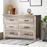 4PCS Farmhouse Dresser Set, Dresser and Nightstand Sets, Rustic Wooden Dresser Set. Including 6 Drawer Dresser & 4 Drawer Dresser & 2 Drawer Nightstand Set of 2 with USB. Light Rustic Oak - Image 2