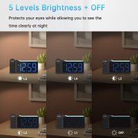 Peakeep Projection Alarm Clock for Bedroom Ceiling 180° Rotatable, Loud for Heavy Sleepers, Colorful Nightlight, 5 Brightness Dimmable Large Number Bedside Electric LED Digital Clock with USB Port - Image 5