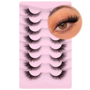 Fox Eye Lashes Wispy Eyelashes Natural Look Clear Band Lashes Fluffy Faux Mink Lashes Strip Natural False Lashes Pack by GVEFETIEE 8 Pairs