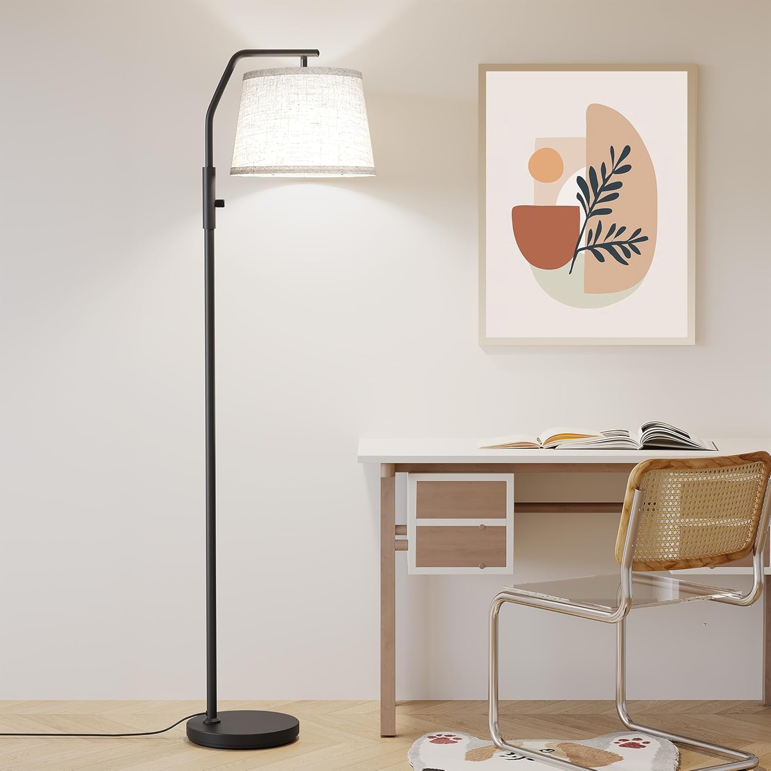 SUNMORY Floor Lamps for Living Room, 9W Bulb Included, Tall Lamp for Bedroom with Adjustable Head, Modern Standing Lamp, 0-100% Dimmable Arc Floor Lamp for Dining Room Office Nursery, Black. - Image 6