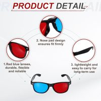 MECCANIXITY 4pcs Red Blue 3D Viewing Glasses, Plastic 3D Movies Glass for TV Anaglyph Stereoscopic Projection Video Game, 5.7 Inch Black Frame - Image 3