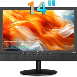 14 inch Flat Screen TV,Small TV with Digital ATSC Tuner,Antenna,Remote and HDMI/USB Ports,12 Volt Charger Cable for Car/Kitchen