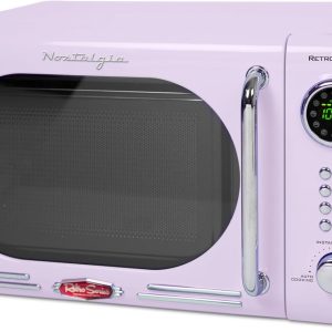 Nostalgia Retro Compact Countertop Microwave Oven 700-Watts with LED Digital Display-Child Lock-Easy Clean Interior-Lavender, 0.7 Cu. Ft