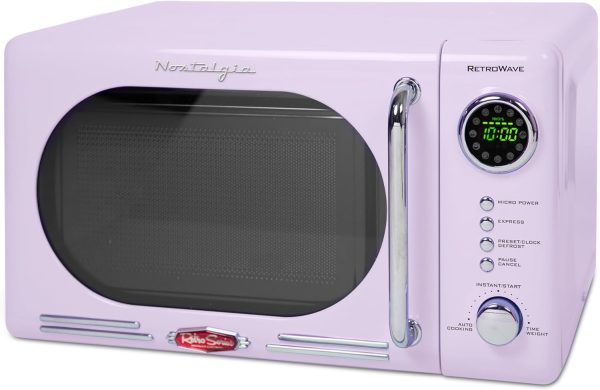 Nostalgia Retro Compact Countertop Microwave Oven 700-Watts with LED Digital Display-Child Lock-Easy Clean Interior-Lavender, 0.7 Cu. Ft