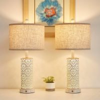 26" Farmhouse Table Lamp Dual Light, 3-Way Dimmable Touch Lamps, Rustic Nightstand Bedside Lamps with 2 USB Ports + AC Outlet, Modern Nightlight for Living Room Bedroom and Nightstand - Image 7