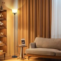 LED Floor Lamp Tall Standing Lamp, Black Modern Torchiere Floor Lamps for Bedroom Living Room Office, Bright Floor Lamp with White Plastic Shade, Bulb Not Included. - Image 6
