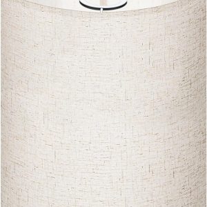 Beige Tall Lamp Shade, Drum Lamp shades, Replacement Drum Lamp Shade Natural Linen Hand Crafted for Table Lamps, Floor Lamps, Chandelier Lamp, Easy Assembly Required(9.8" Top X 9.8" Bottom X 13" High)