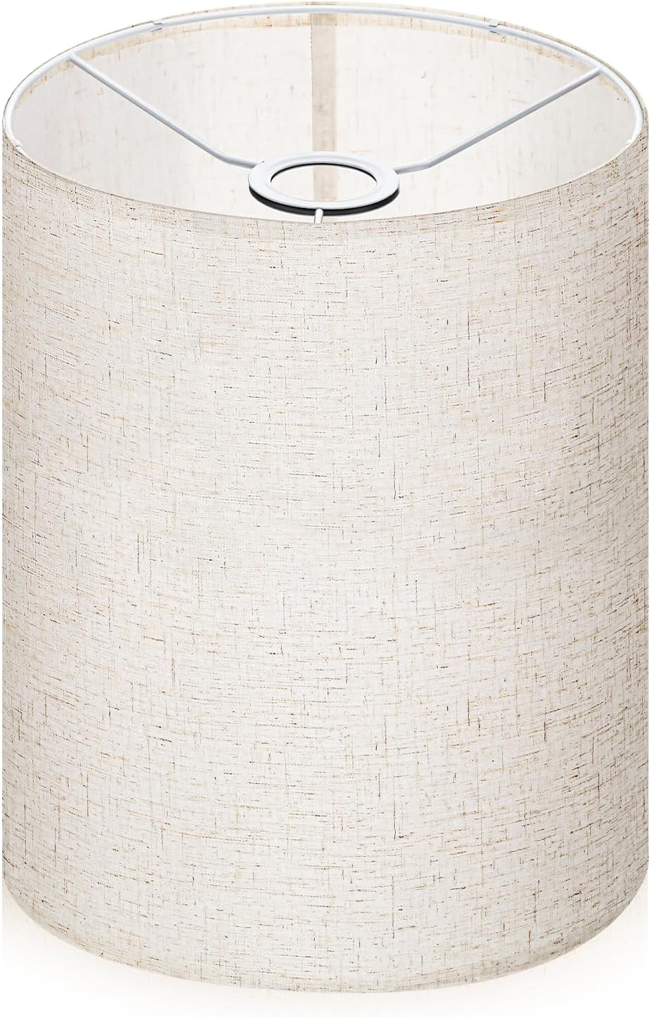 Beige Tall Lamp Shade, Drum Lamp shades, Replacement Drum Lamp Shade Natural Linen Hand Crafted for Table Lamps, Floor Lamps, Chandelier Lamp, Easy Assembly Required(9.8″ Top X 9.8″ Bottom X 13″ High)