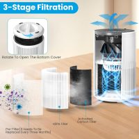 Air Purifiers for Bedroom Home, Air Purifier with PM 2.5 Air Quality Monitor Cover Up to 1235 Ft², Air Filter Cleaner with 5 mode Light, Sleep Mode, Timer, Fragrance Sponge for Smoke, Odor, Dander - Image 5
