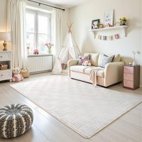 5x7 White Washable Shag Area Rug for Girls Bedroom, Modern Geometric Non Slip Living Room Rugs, Fluffy Soft Thick Carpet for Kids Room, Dorm, Office, and Home Decor - Image 7