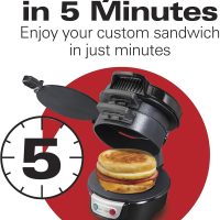 Hamilton Beach Breakfast Sandwich Maker with Egg Cooker Ring, Customize Ingredients, Perfect for English Muffins, Croissants, Mini Waffles, Perfect White Elephant Gifts, Black (25477) - Image 7